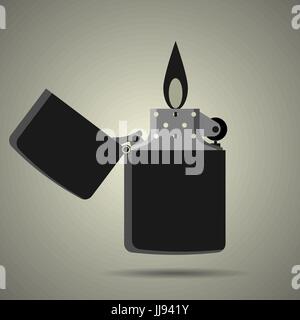 pocket lighter icon in flat style, black and white colors, illustration for web site or mobile app Stock Vector