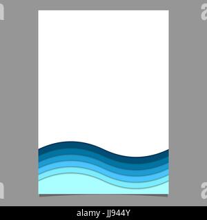 Page template from blue wavy striped layers - vector flyer, poster illustration with Stock Vector