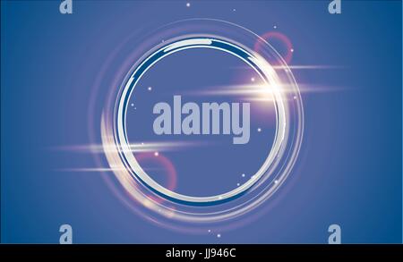 Abstract luxury chrome metal ring. Vector light circles and spark light effect. Sparkling glowing round frame on transparent. Sunny and cheerful backg Stock Vector