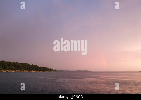 Landscape of croatian islands through a sailing boat during summer Stock Photo