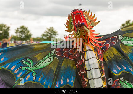 Detroit, Michigan - A dragon kite at the Detroit Kite Festival, held on Belle Isle. About a thousand children and adults made kites, flew kites, and w Stock Photo