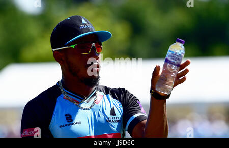 Chris Jordan of Sussex Sharks v Glamorgan in the NatWest T20 blast match at the Arundel Castle ground in West Sussex UK Sunday 9th July 2017 Stock Photo