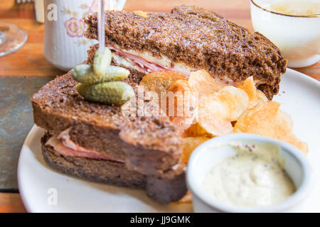 Grilled Ham and Cheese with mustard aioli at Hearth restaurant, East Village, New York Stock Photo