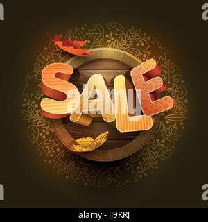 Vector autumn sale design. Elements are layered separately in vector file. Stock Vector