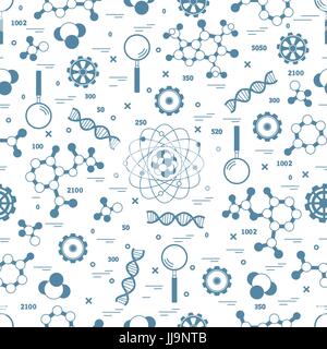 Seamless pattern with variety scientific, education elements. Design for banner, poster or print. Stock Vector