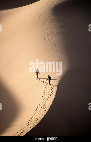 Footprints in the desert, Morocco, North Africa Stock Photo