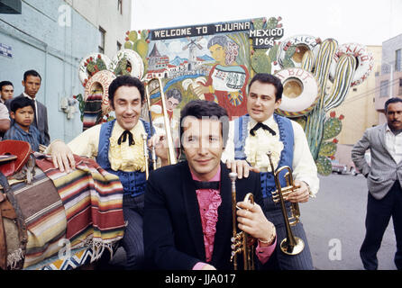 Herb Alpert and the Tijuana Brass performing in the streets of Tijuana. Stock Photo