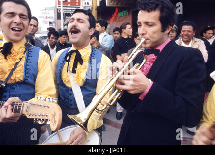 Herb Alpert and the Tijuana Brass performing in the streets of Tijuana. Stock Photo