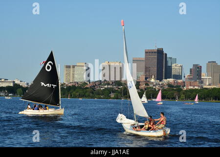 View seen on a boat cruise in the Charles River, Boston Stock Photo