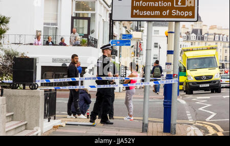 Devonshire Place, Eastbourne, East Sussex, United Kingdom. 18th July, 2017. Police and Ambulance attend an Incident at the Junction of Devonshire Place and Grand Parade Eastbourne Credit: Alan Fraser/Alamy Live News Stock Photo