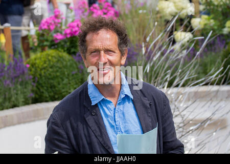 Knutsford Cheshire, UK. 19th July, 2017. Monty Don at Tatton Park Flower show which opened today for a five day botanical extravaganza. Montagu Denis Wyatt 'Monty' Don is an English television presenter, writer, broadcaster and speaker on horticulture, best known for presenting the BBC television series Gardeners' World.. Credit: MediaWorldImages/Alamy Live News Stock Photo