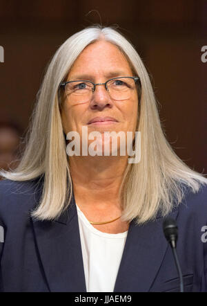 Washington, USA. 19th Jul, 2017. Susan M. Gordon testifies on her nomination to be Principal Deputy Director of National Intelligence, before the United States Senate Select Committee on Intelligence on Capitol Hill in Washington, DC on Wednesday, July 19, 2017. Credit: MediaPunch Inc/Alamy Live News Stock Photo