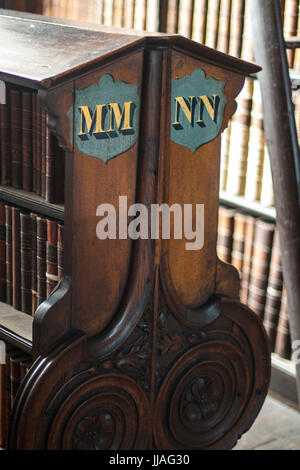 Side of Book Cabinet in the Long Room, Book of Kells, Trinity College, Dublin, Ireland Stock Photo