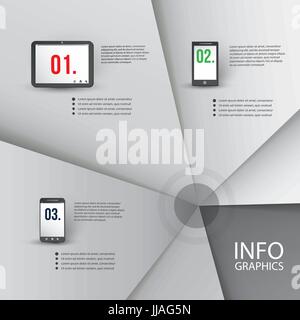 Modern Infographic Document Concept Design, Numbered Colorful Pie Diagram with Icons for Business or Technology - Illustration Template in Editable V Stock Vector