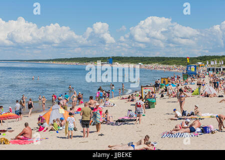 People are resting on the beach, Palanga, Lithuania. Stock Photo