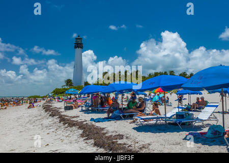 Beach at Cape Florida Light, the oldest standing structure in Miami-Dade at County in Bill Baggs Cape Florida State Park on the island of Key Biscatne Stock Photo