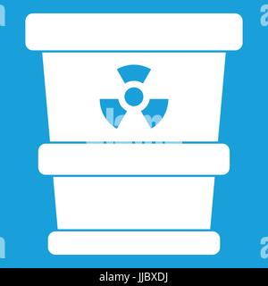 Trashcan containing radioactive waste icon white Stock Vector