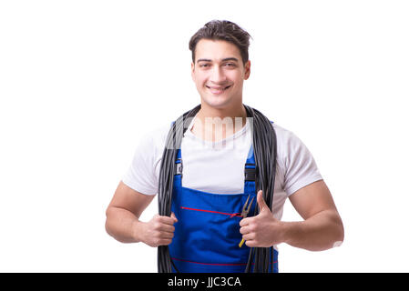 Man doing electrical repairs Stock Photo