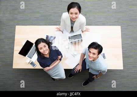 Overhead view of business people office Stock Photo