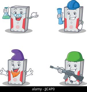 Set of computer character with professor elf army architect Stock Vector