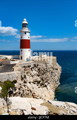 Lighthouse Trinity High on Europe Point. On a sunny summer day, a deep blue sky. skyline. Atlantic ocean Stock Photo