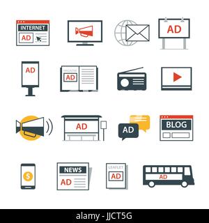 advertising media icon flat design Stock Vector