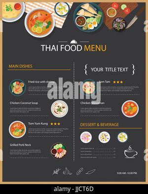 vector thai food restaurant menu template flat design Stock Vector