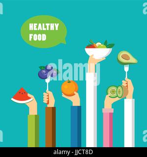 healthy food concept flat design Stock Vector