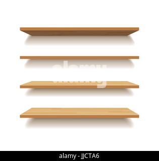 vector empty wooden shelf isolated background Stock Vector