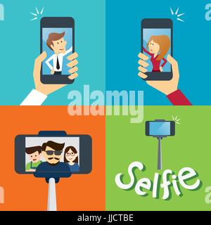 taking a selfie photo flat design Stock Vector