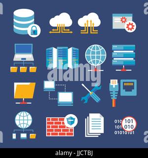 computer network and database flat icon Stock Vector