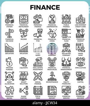 Finance concept detailed line icons set in modern line icon style for ui, ux, web, app design Stock Vector