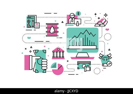 Investment line icons illustration. Design in modern style with related icons ornament concept for website, app, web banner. Stock Vector