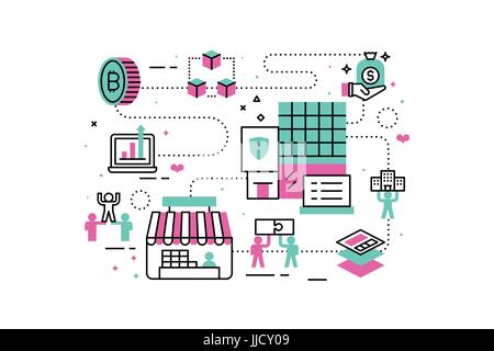 Business World line icons illustration. Design in modern style with related icons ornament concept for website, app, web banner. Stock Vector