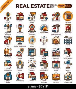 Real Estate concept detailed line icons set in modern line icon style concept for ui, ux, web, app design Stock Vector