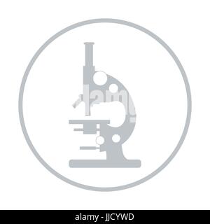 Stylized vector icon of microscope. Magnifying device sign. Laboratory equipment symbol. Stock Vector