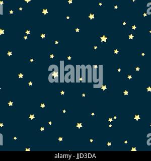 Vector seamless pattern with paper cut stars on night background. Astronomy cartoon school background Stock Vector