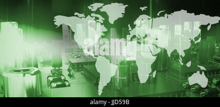 Silhouette of the world against light design on blue background Stock Photo
