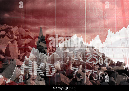 pile of rocks against graphs and numbers Stock Photo