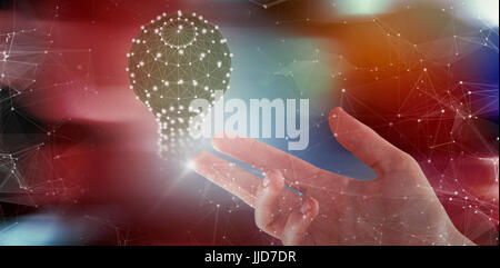 Cropped hand of woman against digitally generated twinkling light design Stock Photo