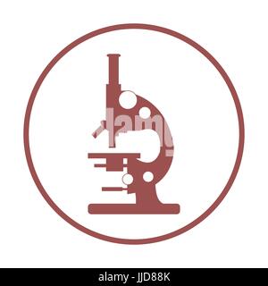 Stylized vector icon of microscope. Magnifying device sign. Laboratory equipment symbol. Stock Vector