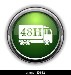 48H delivery truck icon. 48H delivery truck website button on white background Stock Photo