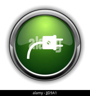 Plug icon. Plug website button on green low poly background Stock Photo ...