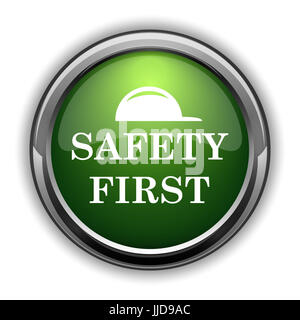 Safety first icon. Safety first website button on white background ...