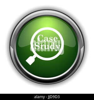 Case study icon. Case study website button on white background Stock ...