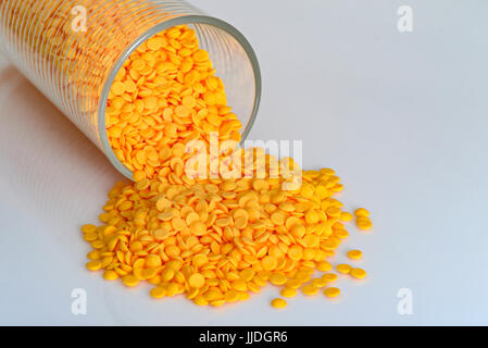 Industrial plastic pellets, industrial  beads on white color background. Stock Photo