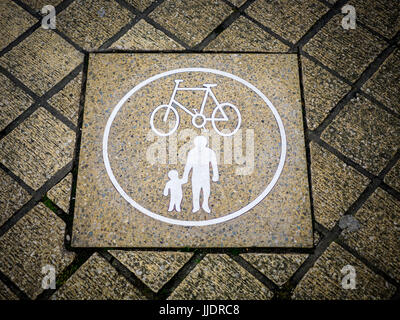 Shared Bike Path sign on the pavement Stock Photo