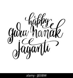 happy guru nanak jayanti hand lettering calligraphy Stock Vector