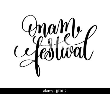 onam festival hand lettering calligraphy holiday quote Stock Vector