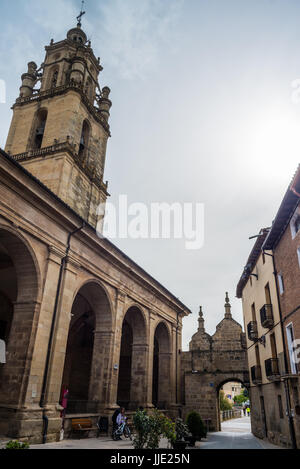 Exterior of the Santa María´s church at Los Arcos, Navarra, Spain. Camino de Santiago pilgrimage way. Stock Photo